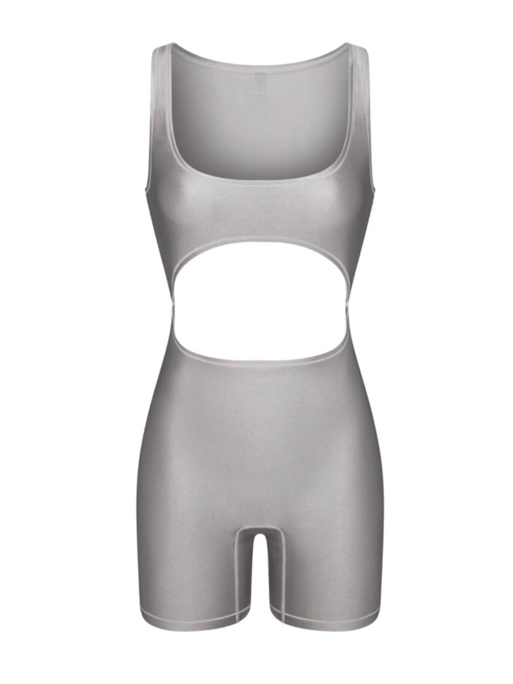 SKIMS Shine Swim Cut-Out Cycle Suit Smoke NWT Small